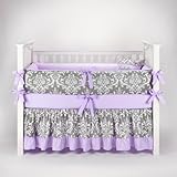 Damask Gray & Lilac Baby Bedding - 5pc Crib Set by Sofia Bedding by Sofia Bedding