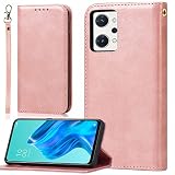 BonwFzin 適用 OPPO Reno7 A / Reno9 A ケース 手帳型 ストラップ オッポ リノ7 A OPG04 A201OP CPH2353 スマホケース おっぽ リノ9 A A301OP CPH2523 手帳型カバー 携帯カバー PU レザー ストラップホール付き マグネット フリップ カード入れ カード収納 スタンド 落ち着いた色 レトロ ピンク