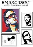 U2 Features Bono The Edge original artwork poster rock music band group Needlework cross-stitching pattern embroidery art Easy to make gift for him Black ... handmade counted pattern (English Edition)