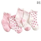 Nice Days（ナイス　ディズ） 【5足セット】春夏 可愛い 子供 靴下 カラフル ソックス 男の子 女の子 クルー丈 通気性 (ピンク, 11-13㎝)