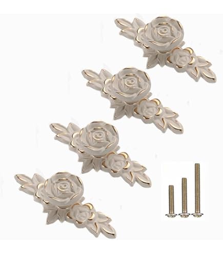 Rockcloud 4 PCS Moon Shaped Agate Pieces Drawer Knobs With Screws, Polished Crystal Stone Pull Handle For Dresser Cupboard Office Home Decor