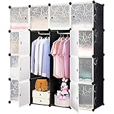 SAILUN ワードローブ DIY 組み立て式収納棚 収納ボックス 衣類ケース 衣類収納ラックおもちゃ箱 タンス 扉付き 洋服収納ラック 大容量（16BOX）