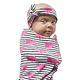 makaor Baby Boys Girlsおくるみブランケット+ヘアバンドセットSleepingおくるみモスリンラップ0 – 12ヶ月の新生児幼児 Size: 65cmx 30cm / 25.6x 
