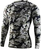 sillictor コンプレッション トップス メンズ 長袖 パワーストレッチ アンダー シャツ コンプレッション ウェア [UVカット + 吸汗速乾] 迷彩 グリーン S