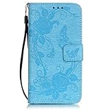 Zeebox LG K7 / Tribute 5 ケース PUレザー 手帳型ケース カード収納 ホルダー LG K7 / Tribute 5 用 カバー 無期限生涯補償付き (ブルー)