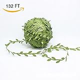 ysber 132 / 660 ftシルクグリーンリーフ、シミュレーション花ラタンWreath Green Leavesリボン花輪アクセサリーウェディング壁工芸品パーティー装飾 132 FT グリーン