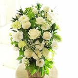 [KY143]供花アレンジメント　G&W Basket（グリーン・白系）＜　法事　法要　四十九日　命日　お彼岸　初盆　お盆　お供え花に　＞