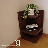 LI 幅44cm サイド シェルフ 電話台 ファックス台 北欧 TEL台 FAX台 国産 日本製 木製 リビングボード grove カラー ブラウン BR ウォールナット ダークブラウン