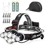 【2022年の新製品】8個のLEDヘッドライト usb充電式 ハイパワー20000ルーメン 8モード 高輝度ヘッドライト 赤＆白ライト SO