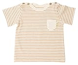 オーガニックコットン yuga☆ボーダー半袖Tシャツ ブラウン 100cm オーガニックコットン100% ベビー 服 男の子 女の子 兼用 出産祝い Tシャツ プレゼント 綿100%