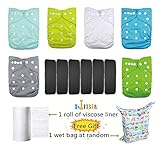 LilBit Baby 6pcs Pack AI2 Washable Adjustable One Size Cloth Diapers With 6 PCS Five Layers Bamboo C
