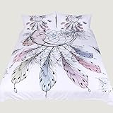 3D効果完全な寝具セット3ピース白羽毛の羽毛布団カバー枕キルトと通気性（シングルダブルクイーンキング）,140*210Cm