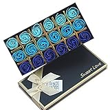 (よんピース)4 piece ソープ フラワー 石けん 花 ギフト (ブルー)