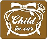 imoninn CHILD in car ステッカー　【マグネットタイプ】　No.29　お花リボン　（ゴールドメタリック）