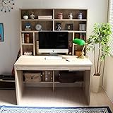 パソコンデスク ハイデスク 書棚 120cm幅 書棚デスク ハイタイプ 省スペース シンプル pcデスク 北欧 おしゃれ 収納 木製 (オーク)