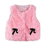LittleSpring秋冬 ベビー かわいい リボン 毛皮ベスト 袖なし ジャケット 裏地 フリース リボン 花柄 ピンク 1-18M