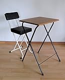 2点セット 折りたたみミニハイテーブル＆折りたたみパイプ椅子 ブラウン ブラック ｈｄ-40175