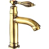 bath&bath 洗面用 アンティーク調 高さ165 レトロ シングルレバー 黄銅 蛇口 立水栓 洗面 手洗いボウル クラシック (単水栓)