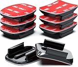 GoPro アクションカメラ用 粘着パッド マウント, フラット & カーブ ベースマウント, ヘルメット取付用, Hero 13/12/11/10/9/8/7/6/5/4対応, 8個セット