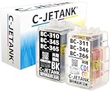 C-JETANK BC-310 BC-345 BCI-366 + BC-311 BC-346 BCI-366 キヤノン(Canon)用 詰め替え インク 純正 比17%～27% 増量 顔料ブラック + カラー 日本企業のプリンター用 互換 インク≪インク専門家監修製品≫
