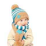 Goenn ニット帽子 &マフラー セット ベビー 赤ちゃん帽子 冬 かわいい 防寒 冬 しもやけ 対策 キッズ子供用 誕生日、お祝い、プレゼント　かわいい防寒帽子 公園 お出かけ お散歩 (A)