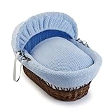 Clair de Lune Honeycomb Dark Wicker Moses Basket (Blue) by Clair de Lune