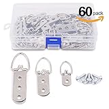 swpeet 60 pcs Assorted Heavy Duty Large Wide Dリング画像ハンガーキット、フレーム画像Hangers with Screws写真Hangingソリューション