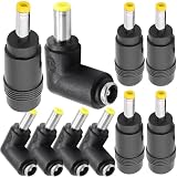 Xiatiaosann 5.5x2.1mmメス-5.5x2.5mmオスDC電源コンバータアダプタ＆90度直角5.5x2.1mmメス-5.5x2.5mmオスDCケーブル用DC電源プラグジャックコネクタ（10パック）