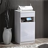 電話台 FAX台 ファックス台 キャビネット 白 ホワイト おしゃれ 鏡面 北欧 ルーター収納 (幅40cmタイプ)