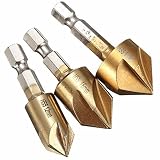 [ 新規 ] 3 PC 5 フルート HSS 1/4 インチ六角シャンク面取りカッター 12 月 16 日 / 19 mm チタン C