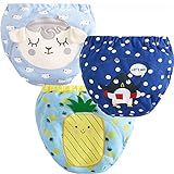 LILY CUPS　イギリス風　トレーニングパンツ　中股4層　3枚組 　可愛いパンツ (90cm, 青)