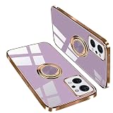 【Yikasina】OPPO Reno7 A ケース リング付き おしゃれ スマホケース オッポ リノ7 a ケース au OPG04 かわいい 人気 車載ホルダー スタンド機能 シンプル (OPPO Reno7 A, パープル)