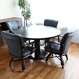 ELGA ダイニングセット DBR 食卓 テーブル 【サイズ】 テーブル 直径120cm 高さ70cm　チェア 幅58 奥行60 高さ88 cm　北欧 シンプル 5点 ミッドセンチュリー レトロモダン 丸テーブル 回転チェア