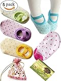 BS??5 Pairs 8-36 Months Baby Girl Toddler Anti Slip Skid foot Socks + Gift bag + Gift Card, Stripes 