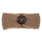 Domybest 秋冬 子供ヘアバンド コットンのベルト かわいい木製のボタンを飾る 編み物 良い弾力性 暖かく保つ 百日記念 誕生日 出産祝い 写真小道具 0-3歳に適して 9色