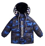 (コ-ランド) Co-land キッズ ダウンジャケット 子供服 迷彩柄 男の子 女の子 ダウンコート アウター ベビー ジャンパー 秋冬 綿服 フード 防寒 ネイビー 100