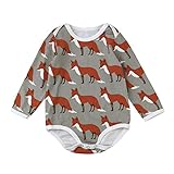 杜屋トヤ　ベビー　新生児服　長袖ロンパース　カバーオール　ボディースーツ　きつね　ルームウェア　かわいい/秋/冬/カジュアル/お出かけ/プレゼント/女の子/男の子/赤ちゃん　70/80/90/100　