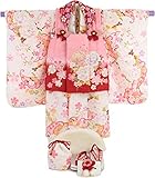 七五三 着物　3歳　着物セット 3歳用高級被布10点セット　白地に牡丹と桜【被布/ピンク地に手鞠柄・赤ぼかし】