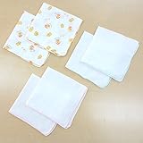 洗えば洗うほどやわらかくなるガーゼハンカチ ６Ｐ (無地ピンク×2枚、無地サックス×2枚、ひよこ柄×2枚)　綿100％　大きさ30×30cm　日本製