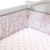 子羊＆アイビー白鳥の湖ベビーベッドバンパー、ピンク/ホワイト/グレー