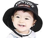 【SEBLES】ベビー 赤ちゃん 帽子 ハット サファリハット あご紐 子ども 子供 日差し UV コットン 綿 無地 ロゴ 耳 春 夏 秋 ユニセックス 男の子 女の子(ブラック,1-2歳)