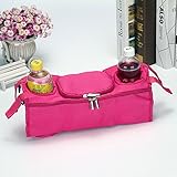 ベビーカー用 バッグ マザーズバッグ 収納 多機能 小物入れ ポケット (ローズレッド)