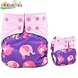 ベビー防水チャコール竹all-in-2布おむつNappies、かわいいElephant by OHBABYKA
