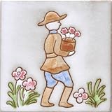 デザインタイル アルプスの花園シリーズ 植木鉢を持つ青年