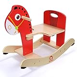 EZ GLAM　ロッキングホース　ロッキング木馬　乗用玩具　出産祝い　ロッキングウマ　木製　木のおもちゃ　木馬　子供トロイの木馬　おもちゃ　ゆらゆら木馬　組み立て　プレゼント　誕生日 (レッド)