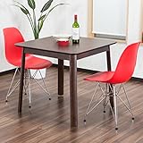 【ダイニングセット 2人】デザイナーズ・デザイン ★ イームズチェア カフェスタイル 2人用 ダイニングテーブルセット DSR 3点セット シェルチェア リプロダクト 色：レッド