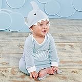 ベビーアスペン Baby Aspen 男の子用水色サメさんなりきりガウンスリーパーxベビーハット2点セット（ギフトボックス入り） [並行輸入品]