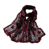 レディースストール レース チェックマフラー シルク大判 オーガンジー シフォンの柔かなストール?ショール?スカーフ 薄手 冷房対策 大判 (185x60CM) (Black)