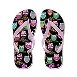 lplpol Cute Owls Pattern onブラックFlip Flops for Kids and大人用ユニセックスビーチサンダルプールシューズパーティースリッパ カラー: ピンク