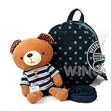 【 wing house 】 ベビー クマ ぬいぐるみ リュックリュック （ ネイビー ）/ リュック リュックサック キッズ 子供 リュック かわいい キャラクター 迷子防止紐付　プレゼント　一升餅